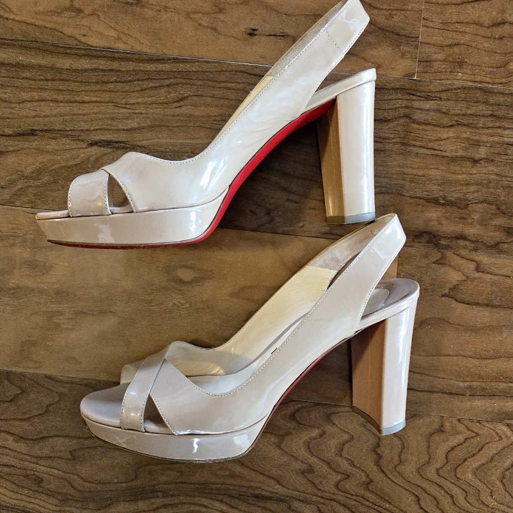 Christian Louboutin Beige Peeptoe Sandals Size 38